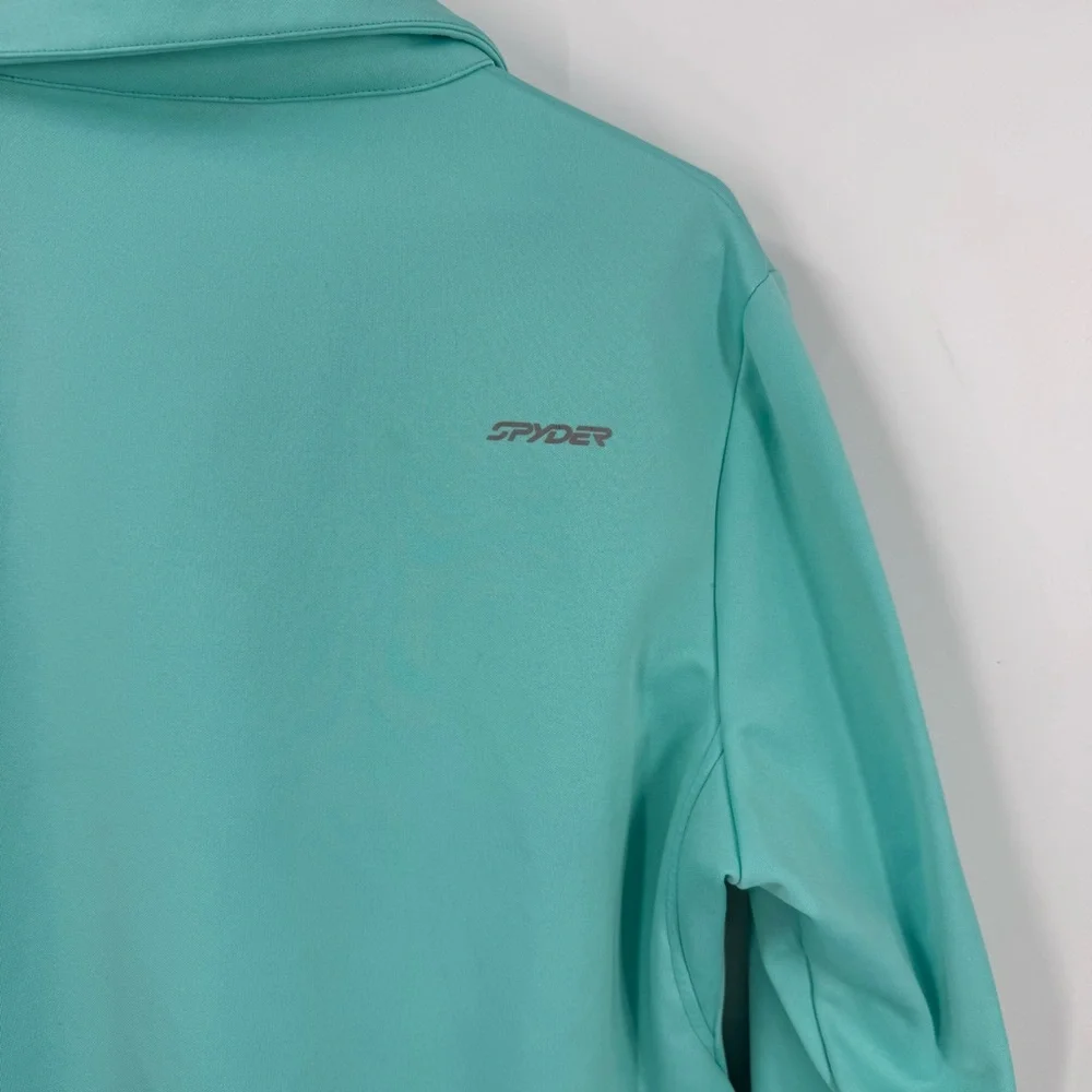 Spyder Fleece lined off center zipper aqua blue Ski Jacket Lightweight XL